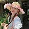 Breathable Lace Trim Large Brim Hat Nylon Fisherman's Hat Colorful Sun Protection Straw Hat  Girls