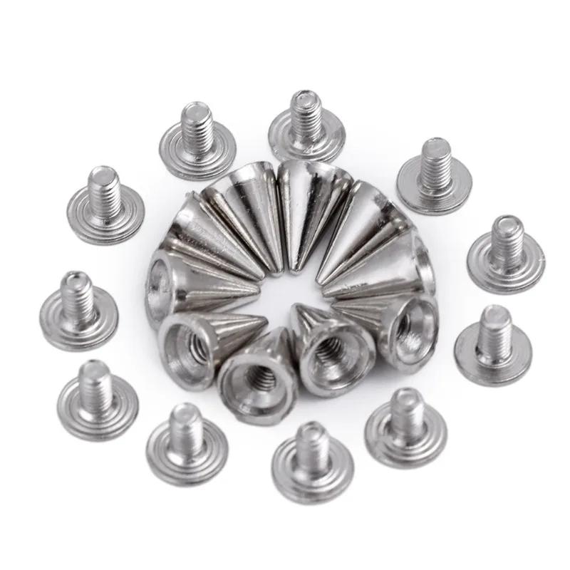 10-100pcs Punk Rivet Silver Cone Spikes Screwback Studs Craft Cool Rivets Clothes Bag Shoe Leather Belt DIY Handcraft Supplies