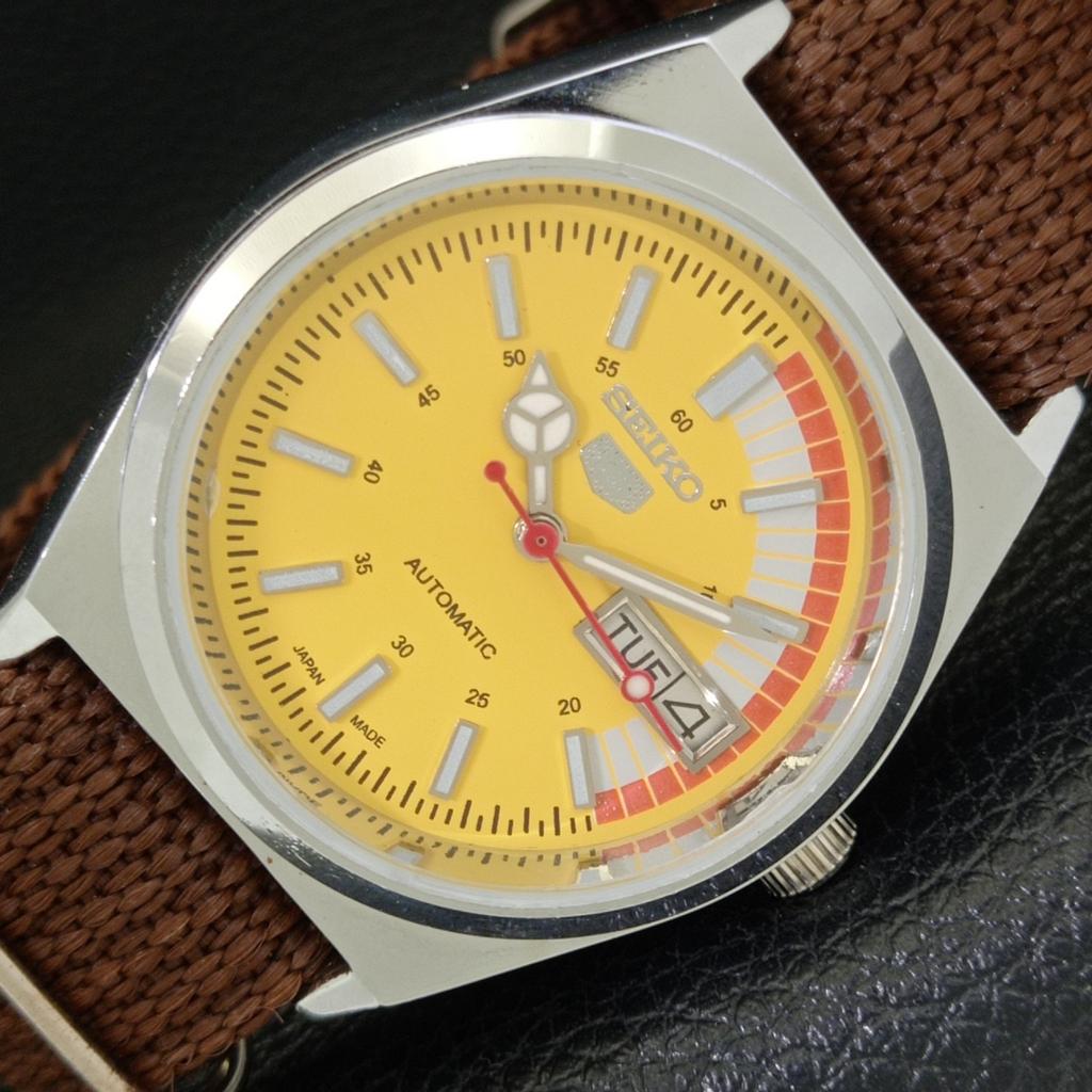 

SEIKO 5 AUTOMATIC VINTAGE REFURBISHED 6309A JAPAN MENS YELLOW WATCH a440794-4 Sk-a440794