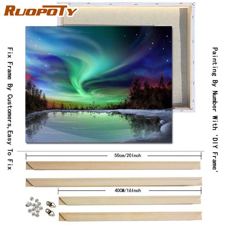 Ruopoty DIY Frame Night Scenery DIY Painting By Numbers Kits Modern Wall Art Picture Handpainted Oil Painting For Living Room Art
