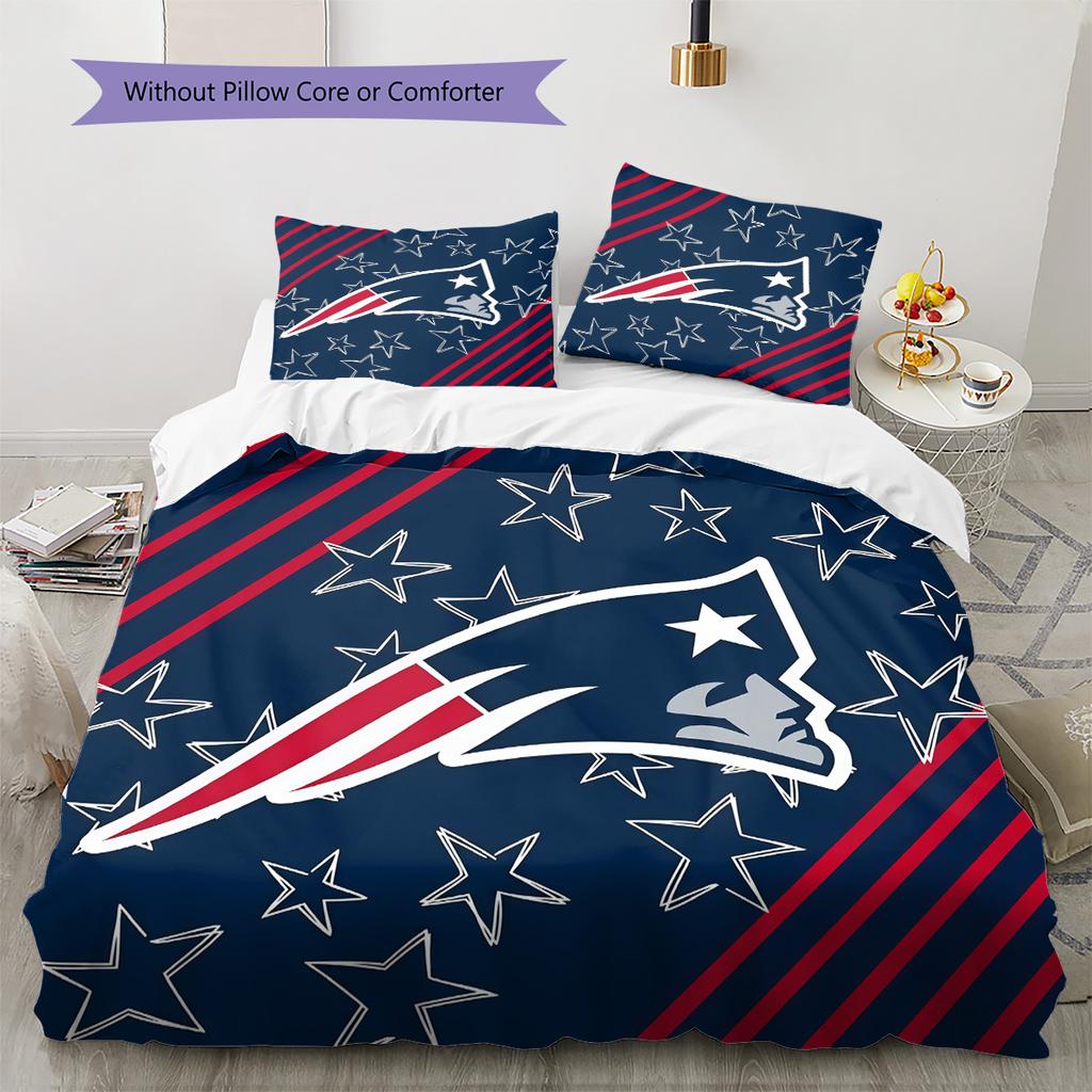 New England Patriots Pattern Bedding Quilt Set Home Decoration Gift (1 * Duvet Cover + 2 * Pillowcase Without Core)