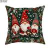 2D Flat 1pc Christmas Winter Holiday Holiday Gnomes Throw Pillow Covers Green Pillowcases One Sided Printing Without Pillow Inserts Sofa Bed Decor for