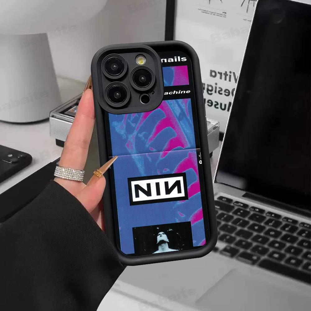 

Industrial Rock Nine Inch Nails Band For IPhone 17 Pro Max 16 15 14 13 12 11 Plus Black Soft Phone Cover iPhone 12