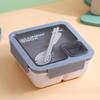 Nordic-Style Stainless Steel Lunch Box with Compartments, Fork, and Spoon - Microwave Safe