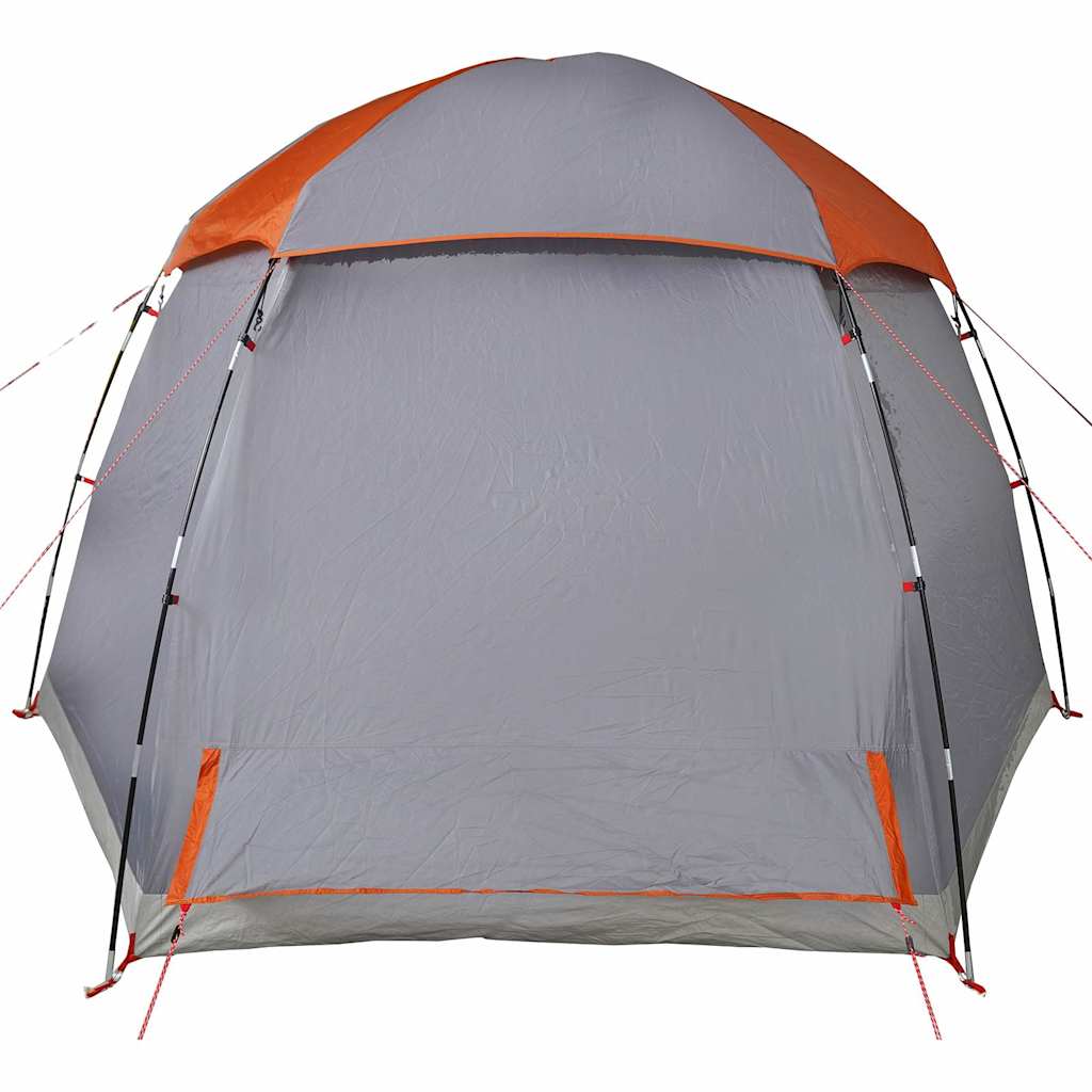 Family Igloo Tent for 6 Persons Grey and Orange Waterproof