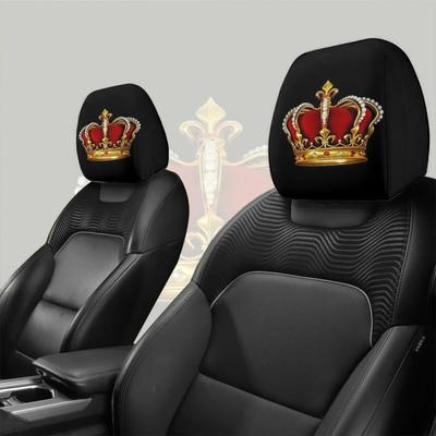 Stain-Resistant Washable Stretchable Car Seat Covers  French Luxury Crown Breathable Skin-Friendly Headrest Covers