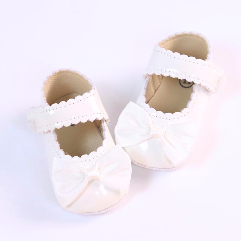1 Pair Bowknot Princess Flat Cotton Bottom Walking Newborn Crib Dress Shoes 0-18 Months Classic Pu Leather Girl Baby Shoes