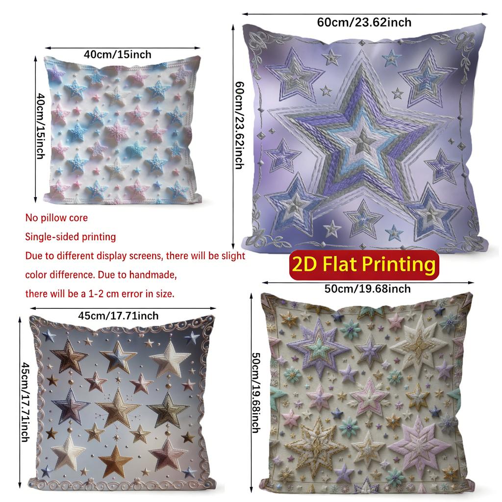 2D Bohemian Star Print Throw Pillow Covers Pattern Cushion Cover Suitable For Sofa Bedroom Car Pillow Cover