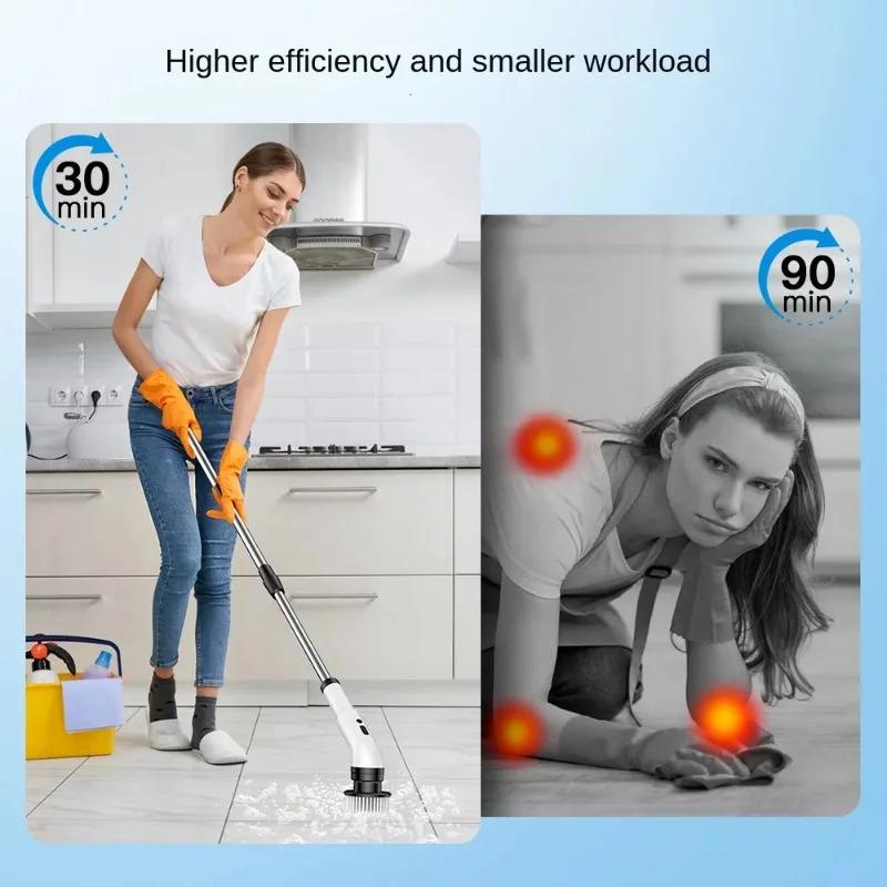 Household Nine In One Multifunctional Handheld Electric Cleaning Brush With Telescopic Function Bathroom For Floor And Kitchen