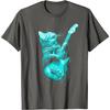 Funny Rock Cat Playing Electric Guitar Graphic Print Men's Cotton Casual T-Shirt