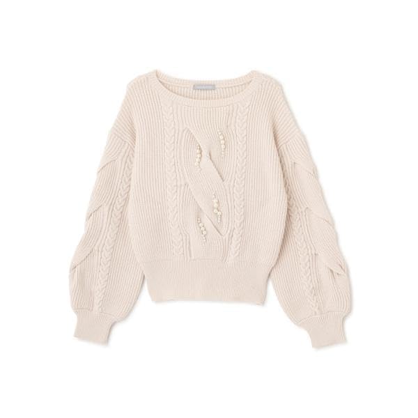 Jill by Jill Stuart Pearl Cable Knit Ecru Sweater, Women's,
