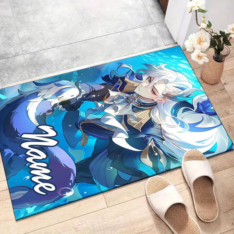 Custom Genshin Impact Mat Personalized Name, Polyester Washable Indoor Entryway Rug, Gift for Christmas, Easter, Thanksgiving Day