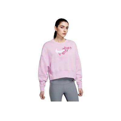 Floral Logo Relaxed Crew Neck Sweatshirt Women Tops Pink DJ4136-621