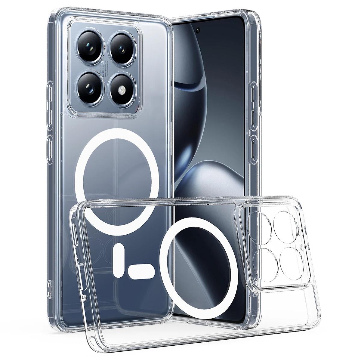 

Для Magsafe TPU+PC Акриловый Магнитный Чехол для Беспроводной Зарядки Для Xiaomi 14T 15 Pro 15 14 ULTRA Прозрачный Ударопрочный Задний Чехол Pc + tpu&xiaomi 14T pro