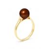 Bague - Pearls &amp; Colors - Véritable Perle d'Eau Douce 7-8 mm - Chocolat - Or Jaune 375/1000 - Qualité AAA+