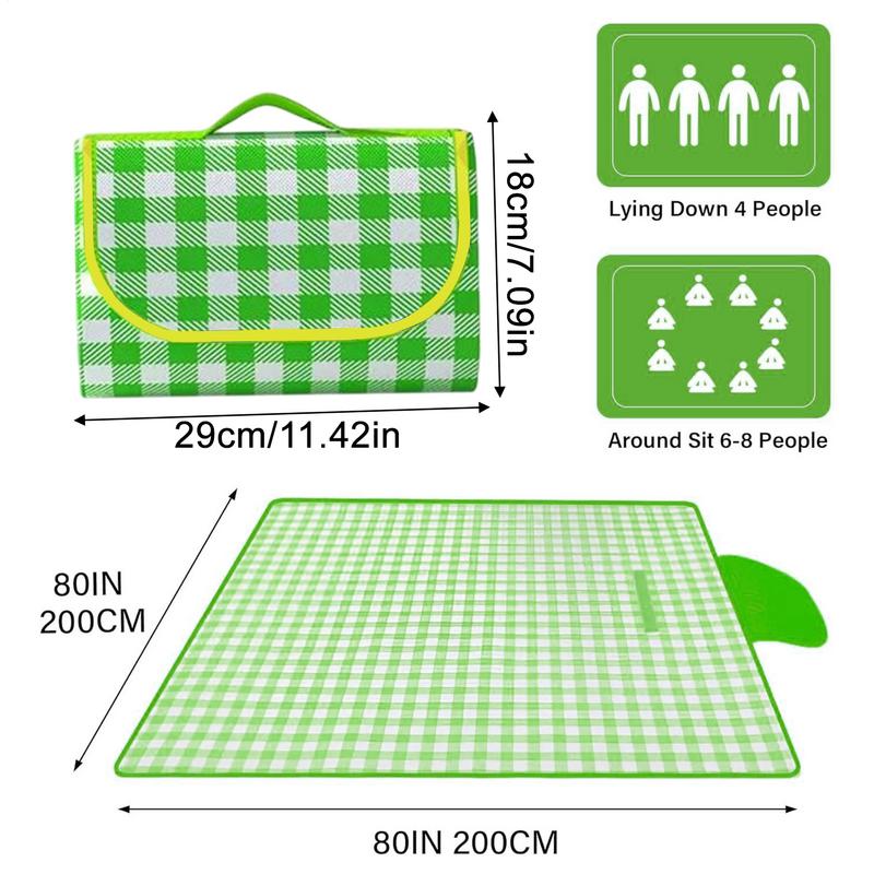 Picnic Mat Foldable Picnic Blanket Waterproof 80X80Inch Washable Weatherproof Quick-Dry Outdoor Rug For Beach Camping Hiking