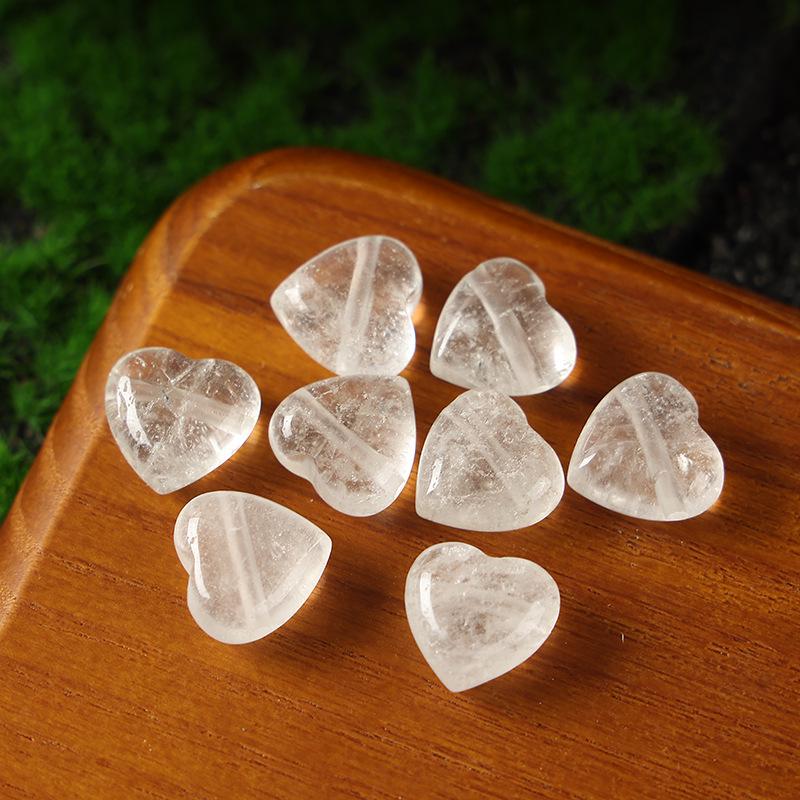 15mm Amethyst Rose Quartz Heart Pendant Jewelry with Horizontal Hole for DIY Crafts