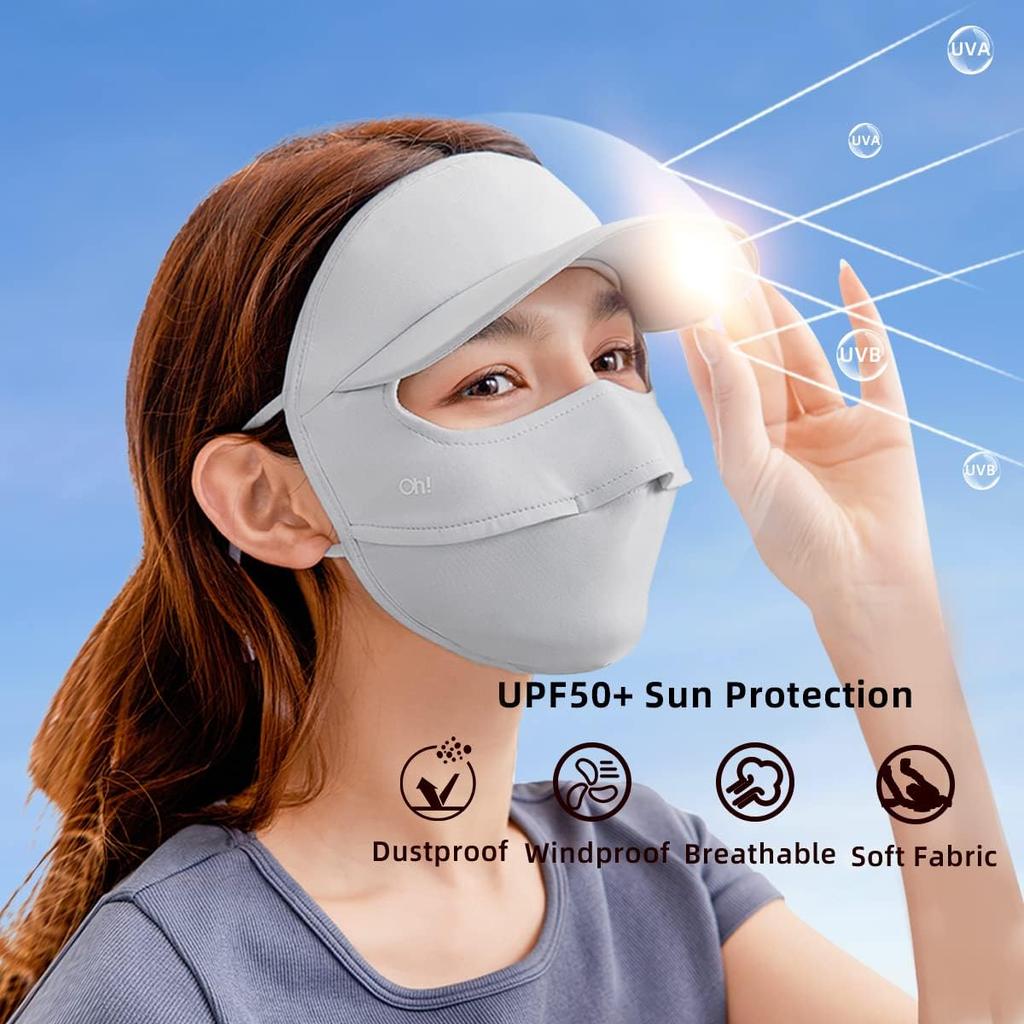 Women Wide Brim Anti UV Face Cover UPF 50+ Full Face Mask Breathable Sunscreen Sports Face Covering SLN4M237