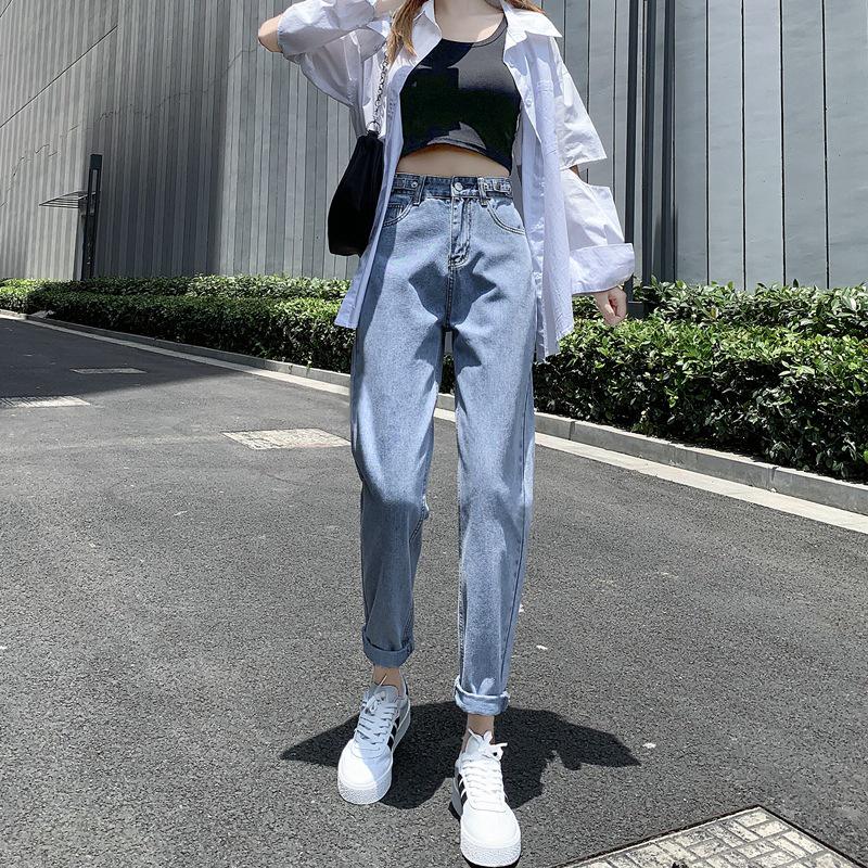 Women s High-Waisted Loose Slimming Carrot Jeans - Spring/Autumn 2021 Petite Harem Style M