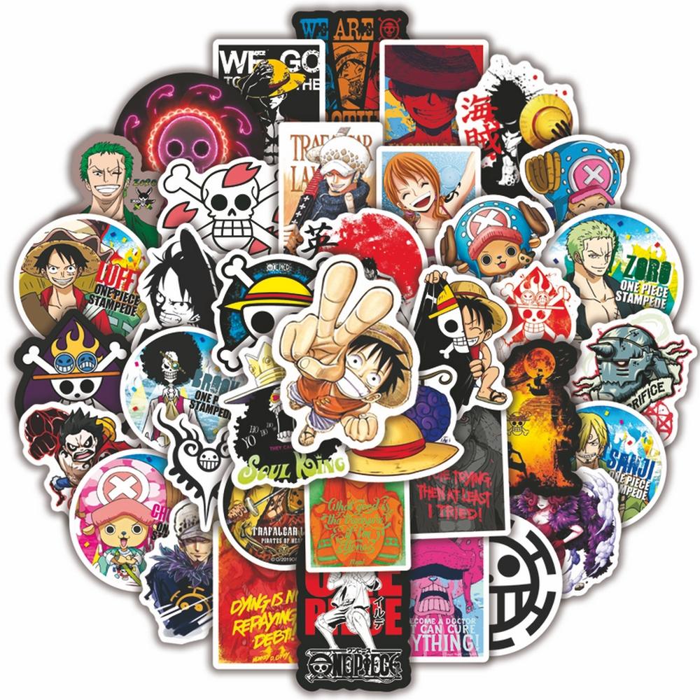 50 100Pcs Anime One Piece Stickers Notebook Motorcycle Skateboard Laptop Mobile Phone Case Cartoon Luffy Sticker For Kids Toy