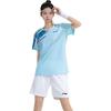 Li Ning Badminton Serie Graffiti-Print V-Ausschnitt Bequemes Atmungsaktives Lässiges Kurzarm-T-Shirt Unisex Oberteile Eisblau AAYV025-5