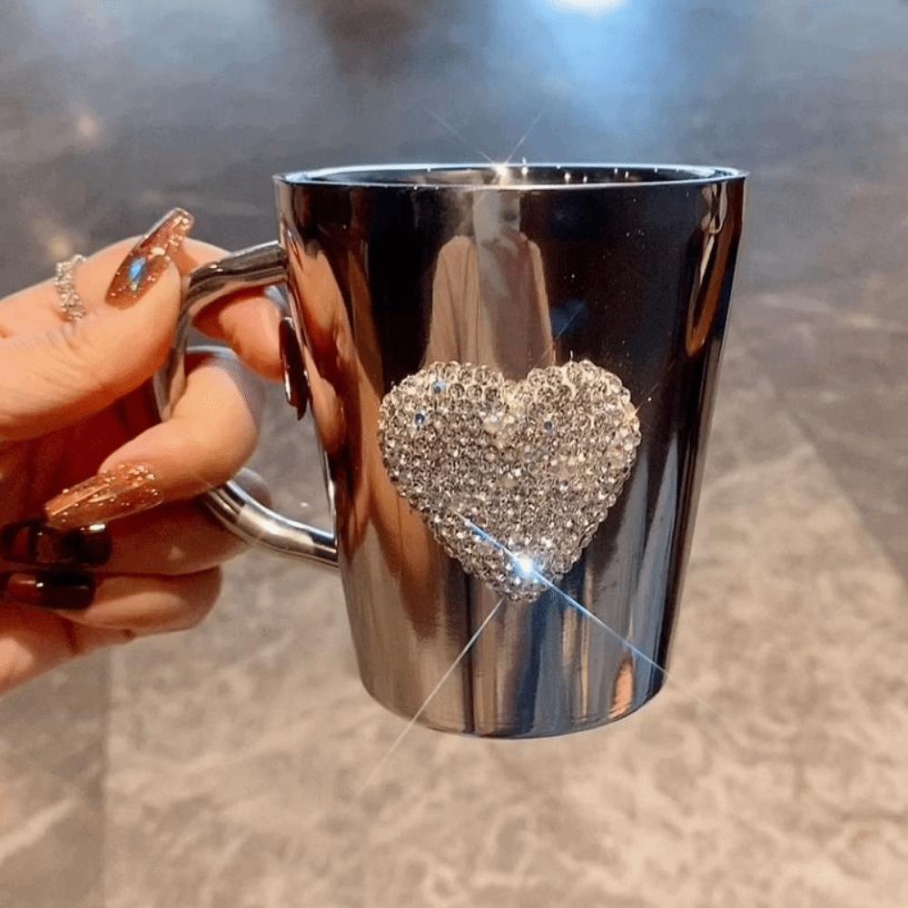 Creative Sparkling Water Cup Stainless Steel Rhinestone Studded Cup Modern Glass Cup  Home Use