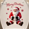 Festive Party Wall Murals Santa Claus Toilet Sticker, Waterproof PVC Christmas Bathroom Decal for Decorative Snowflake Appliques Home Decoration,