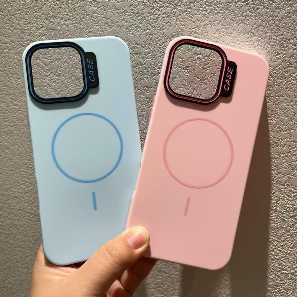 IP16pm Taklit Cilt Hissi Sprey Boyalı Telefon Kılıfı, Apple 15 Renkli Makaron Manyetik 14 Koruyucu Kılıf için uygundur