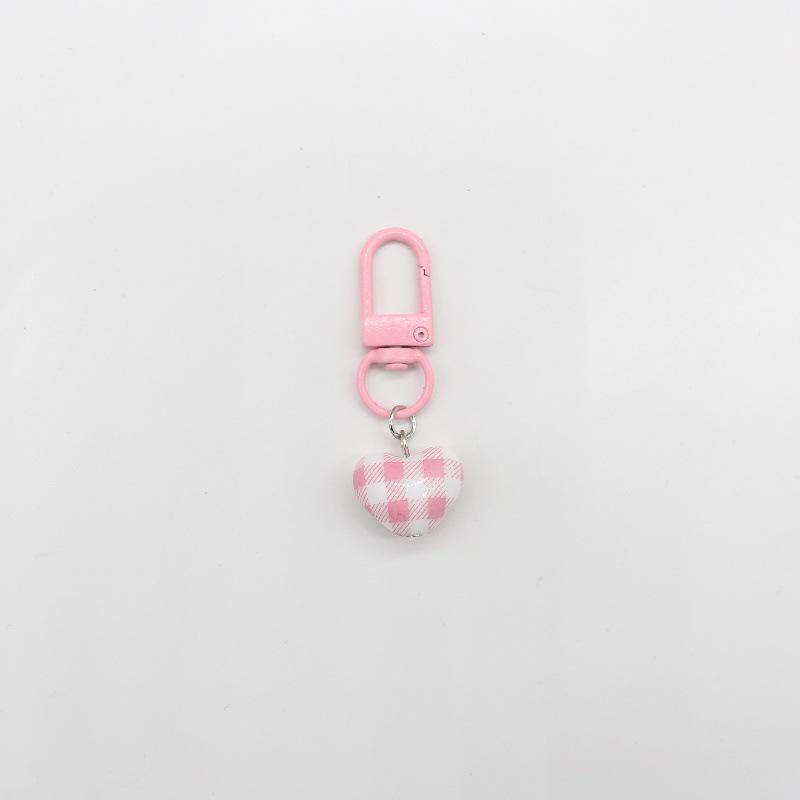 Colorful Striped Plaid Heart Keychain Pendant - Cute Ins Style Bag Charm