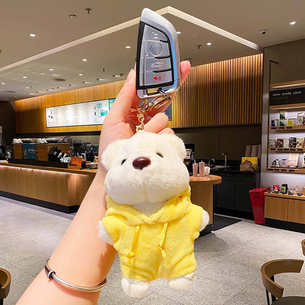 Wear Hoodies Cartoon Bear Plush Doll Bag Hanging Animal Plush Car Keyring  Friends Birthday Gifts