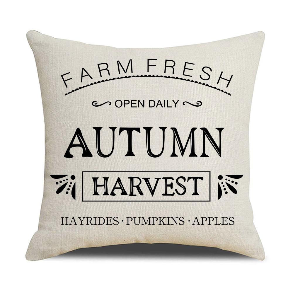 New Pumpkin Maple Leaf Autumn Thanksgiving Pillow Ins Nordic Linen Cushion Cushion Cover Home Products