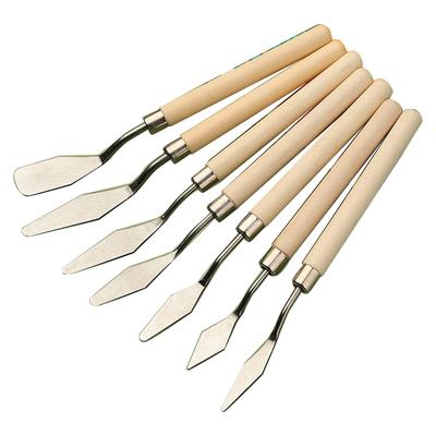 Set di spatole e coltelli da palette Coltelli da palette Manico in legno Lama in acciaio inossidabile Raschietto per miscelazione per pittura a olio e acrilica 7x