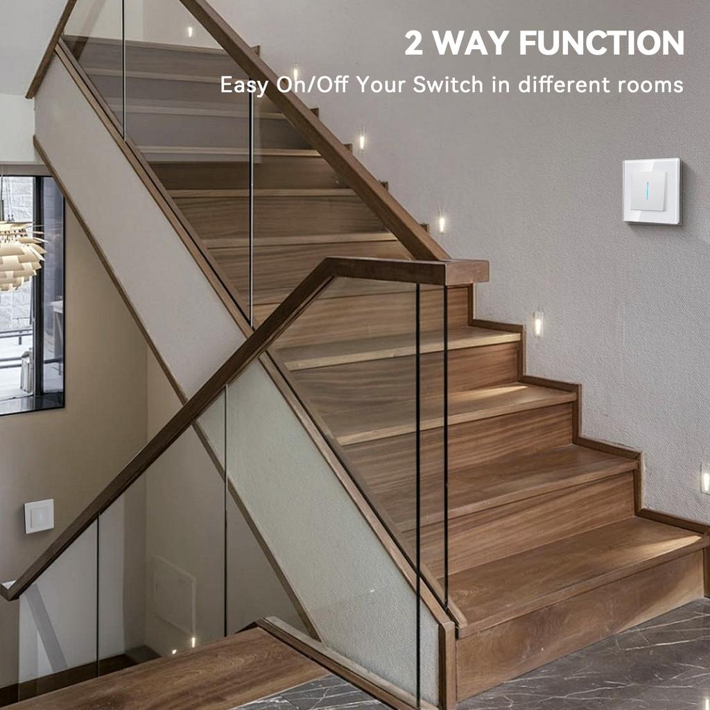 BSEED 1/2Gang Mechanical Light Switches 2way Pass Through Switch With EU Socket USB Type-c LED Indicator Glass Frames E Series