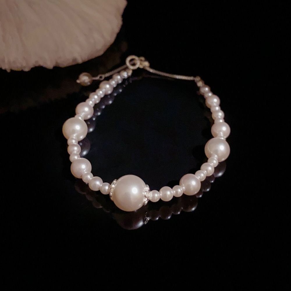 

Fashion Pearl Bracelet Jewelry Gift Pearl String Bracelet Charm White Beads Bangle Girl білий