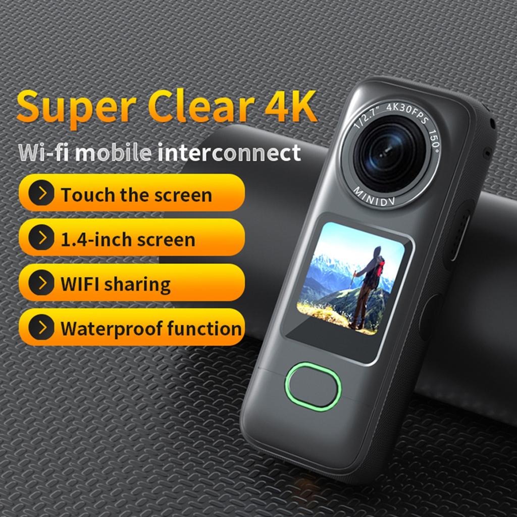4K Action Camera Sports Camera with WiFi 150 Wide Angle Lens 1.4 Inch   IPX6 Waterproo Support Smartphone APP Control, Record 4K High Reso