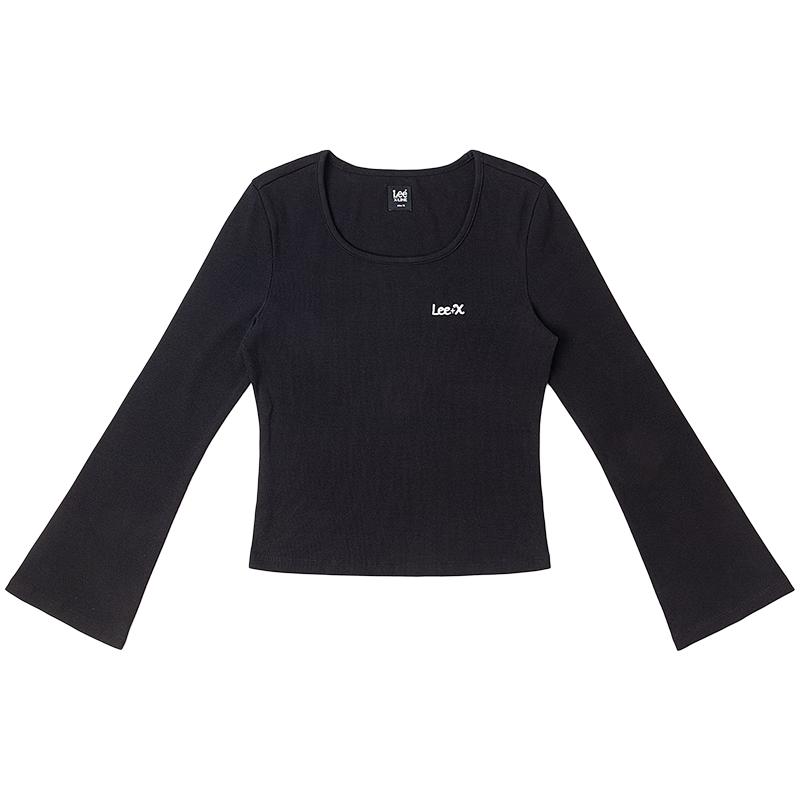 Lee Women s Ribbed Long Sleeve T-shirt with Embroidered Logo S