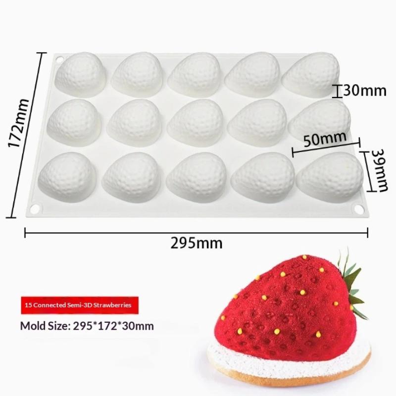 .1pc Silicone Baking Molds For Strawberry Fruit Dessert Mousse Mold Silicone Cake Mold Cake Decorations Reusable Making Moulds