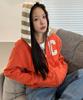 Chancechance Striped-Hood Zip-Up Hoodie (Orange/ Brushed)