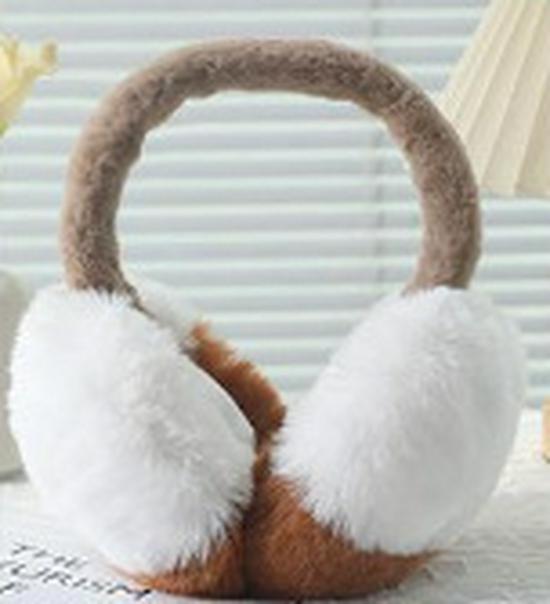 Kolorowe nauszniki składane - Ciepły polar, futro królika, na rower na zewnątrz