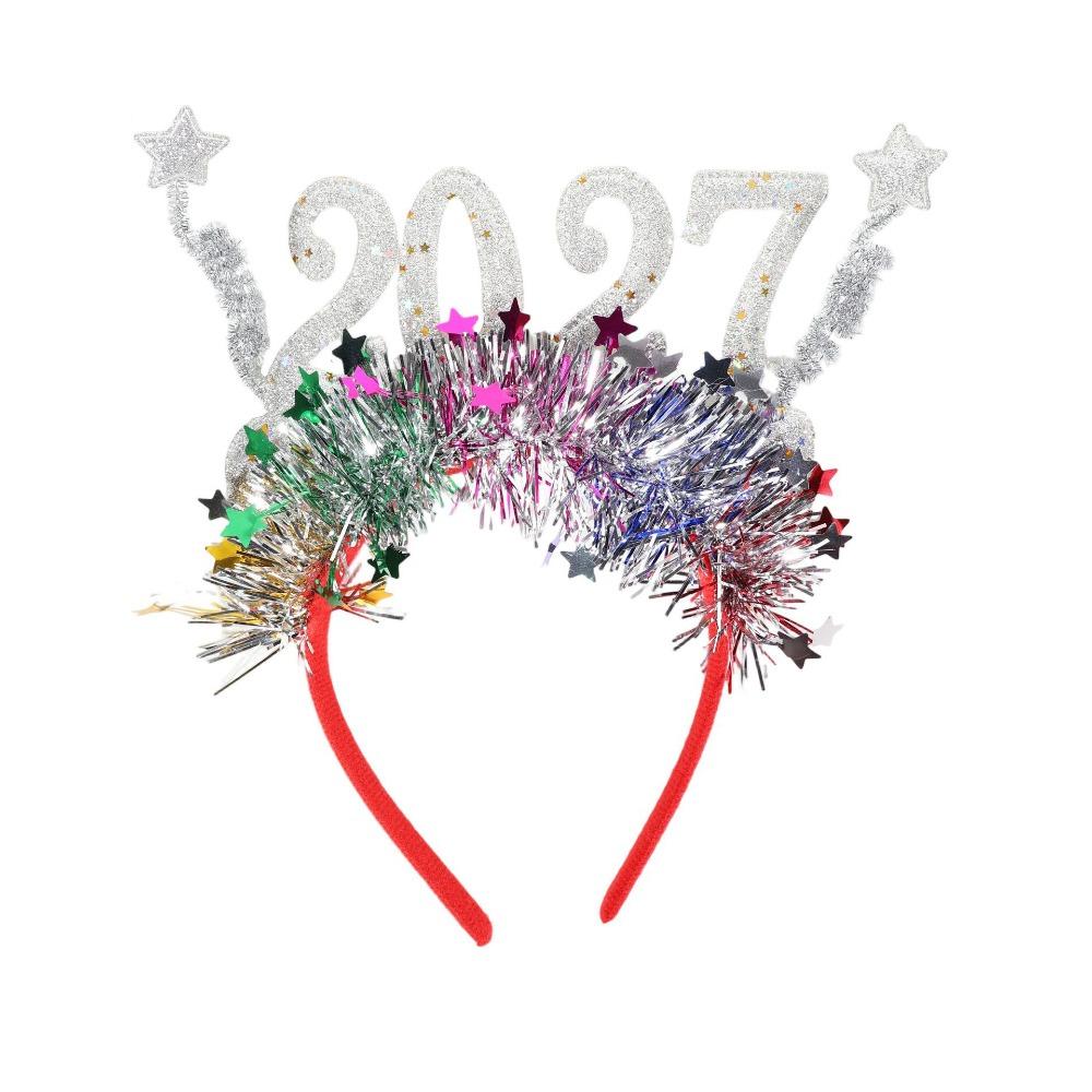 Xmas Hair Band Sequin 2027 New Year Headband Sweet Glitter Christmas Headpiece Cute Flexible 2027 Number Hair Hoop Holiday Party