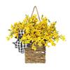 Flat Back Wreath Rustic Wicker Door Hanger Basket Wreath Artificial Spring Summer Flowers Farmhouse Front Porch for Entryway