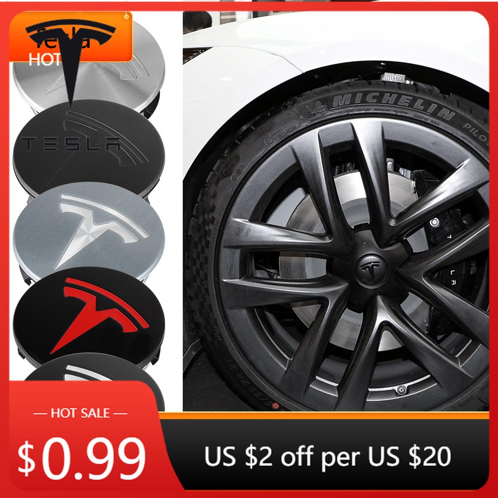 Car Sticker Tesla 56mm Original Car Wheel Center Hub Caps Sticker Cover For Tesla Model Y Model 3 2017-2023/MODEL3 Highland 2024
