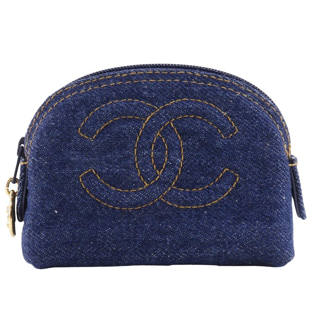 CHANEL COCO Mark Pouch A02789X03304 Mini pouch 97P Blue denim Women Used