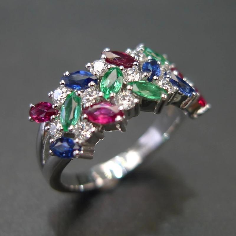 Huitan Dazzling Colorful Cubic Zirconia Women Rings Gorgeous Wedding Party Accessories  Color  New Fashion Jewelry