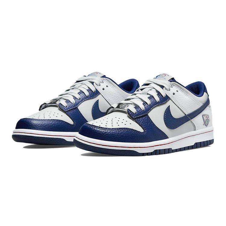 NBA X Nike Dunk Low EMB GS 75th Anniversary - Nets Kids Sneakers White Dark-Blue Grey DO6288-001