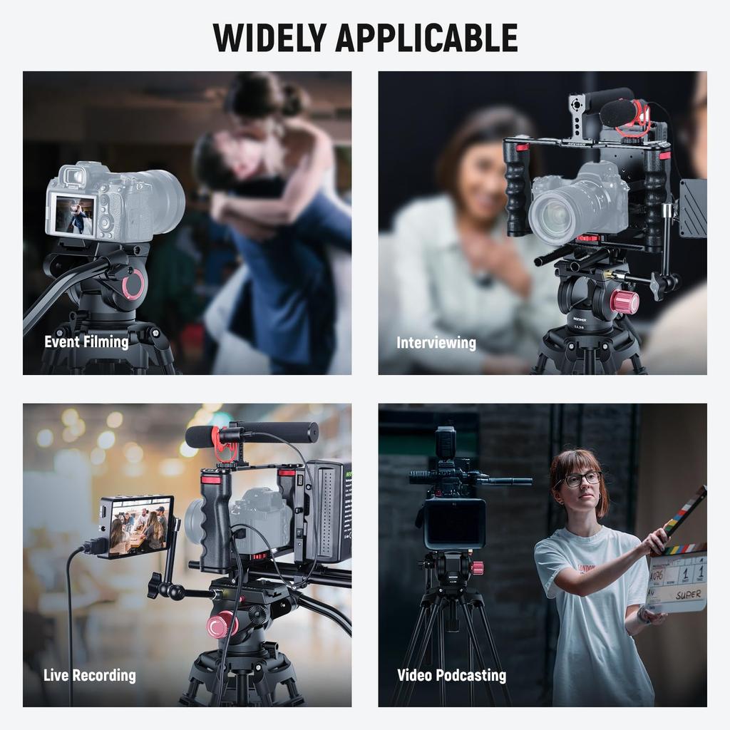 NEEWER 200cm Video Camera Tripod with Fluid Quick Release Tripod Travel Photography Tripod with QR Compatible with DSLRs and Maximum Load 8kg Tripod,