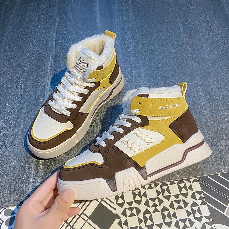 Winter New Platform White Shoes Velvet Cotton Shoes Ins Tide Small Fragrant Style Student Casual Shoes XT