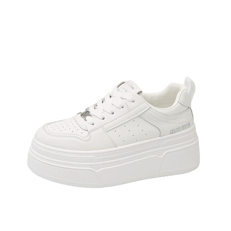 thick-soled muffin little white shoes women's 2025 summer new fashion versatile sports leisure lightweight non-slip heightening board shoes