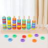 Wooden Rainbow Ring Toss Game Preschool Learning Color Matching Stacking Challenge Game Toddlers Educational Color Sorting Sequencing Toy