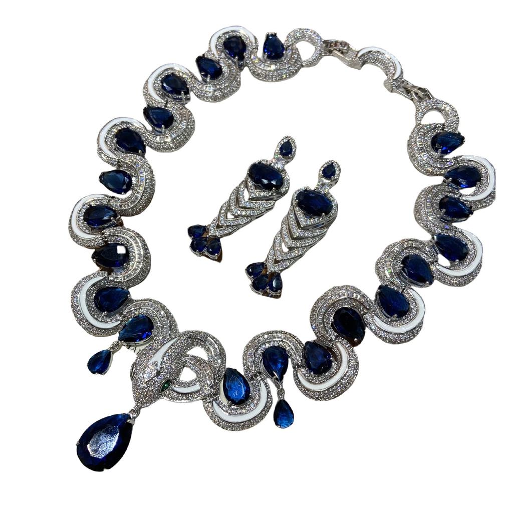 Liu Yifei'S Same Spirit Snake Luxury Bridal Jewelry Set, All Zircon Necklace, Zircon Earrings Jewelry.